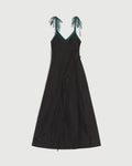 Cinched Nylon Asymmetrical Dress in Black