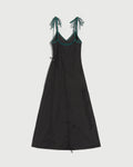 Cinched Nylon Asymmetrical Dress in Black