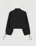 Cinched Nylon Quarter-Zip Top in Black