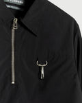 Cinched Nylon Quarter-Zip Top in Black