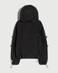 Cinched Nylon Hooded Jacket in Black