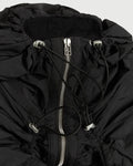 Cinched Nylon Hooded Jacket in Black