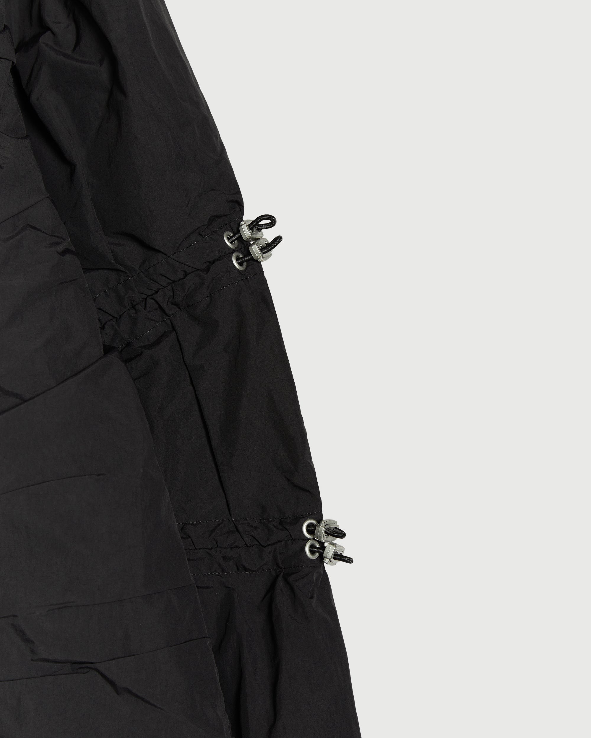 Cinched Nylon Hooded Jacket in Black