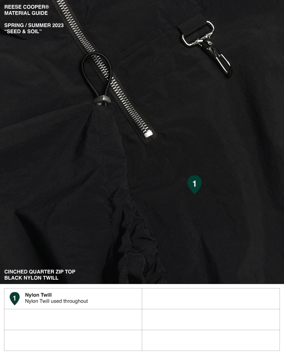 Cinched Nylon Quarter-Zip Top in Black
