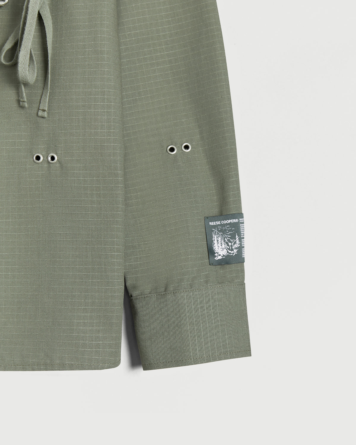 Modular Pocket Cotton Ripstop Button Down Shirt in Sage