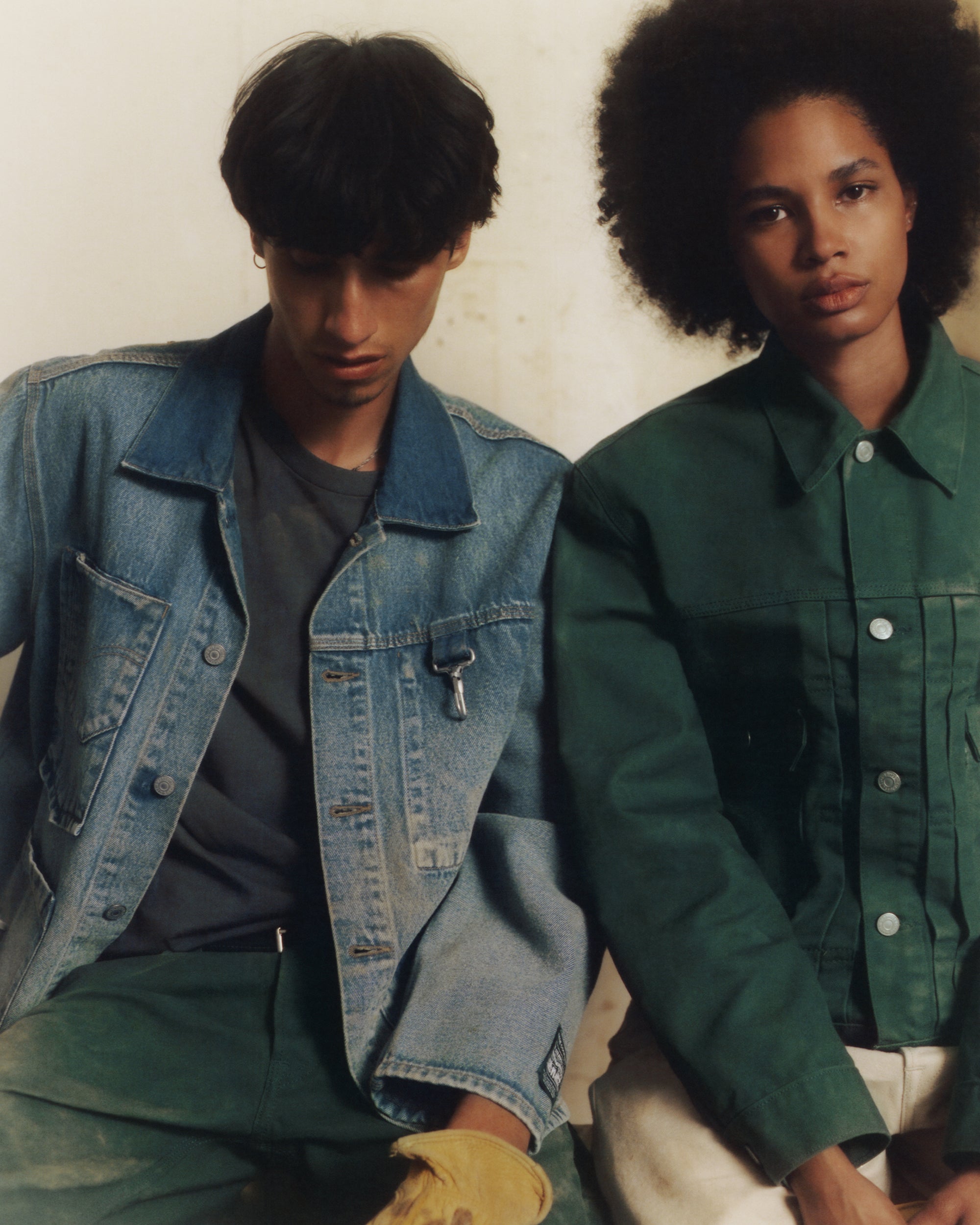 RCI x Levi's Duck Canvas Type II Trucker Jacket in Forest Green